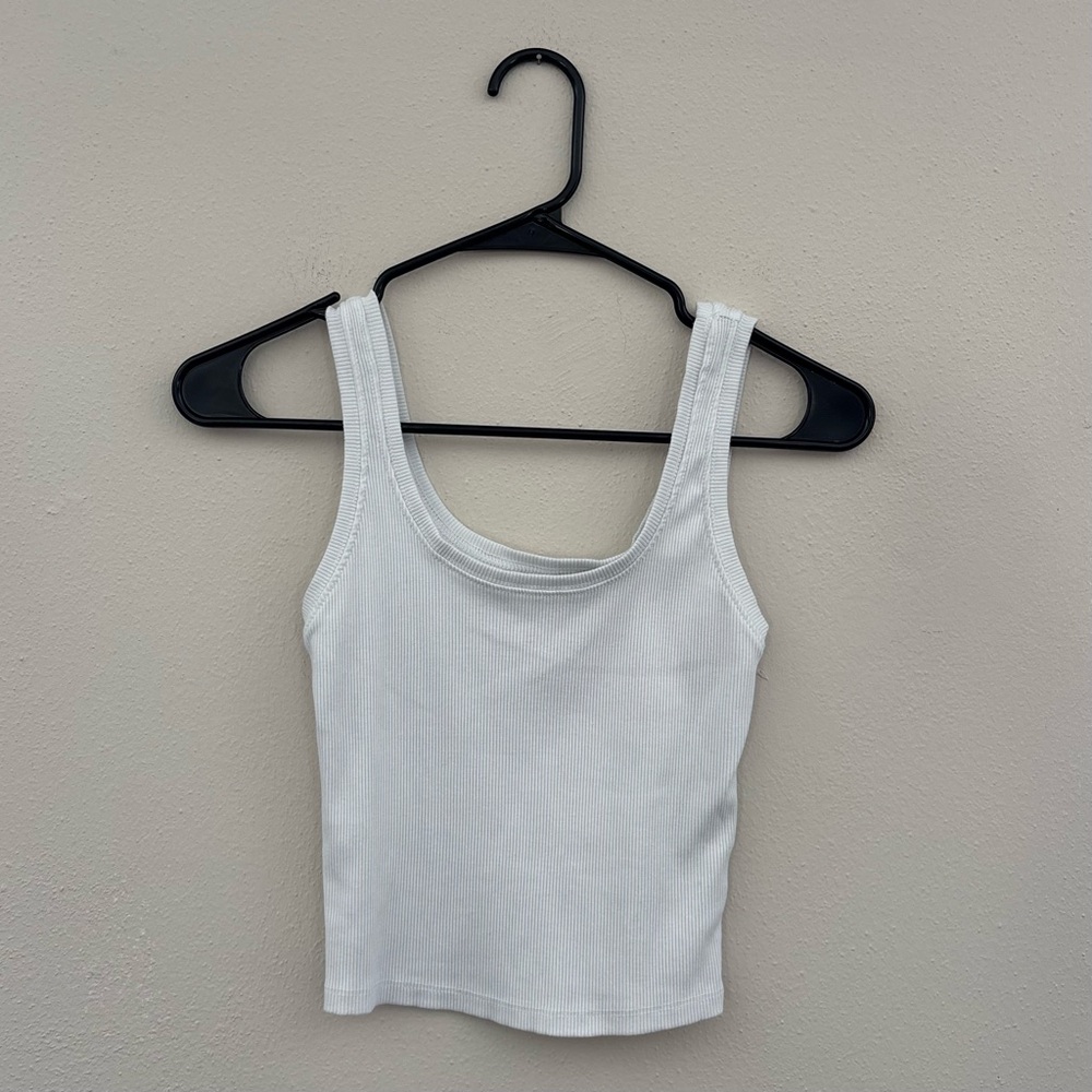 White Ribbed Tank Top